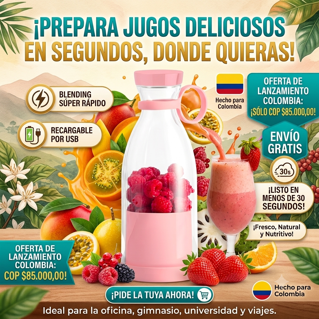 Licuadora Portátil USB – Prepara Jugos y Batidos en Segundos
